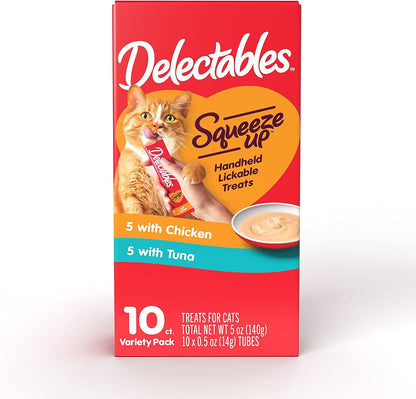 Delectables Squeeze up Interactive Lickable Wet Cat Treats for Adult & Senior Cats, Tuna & Shrimp, 24 Count, 12 Ounces