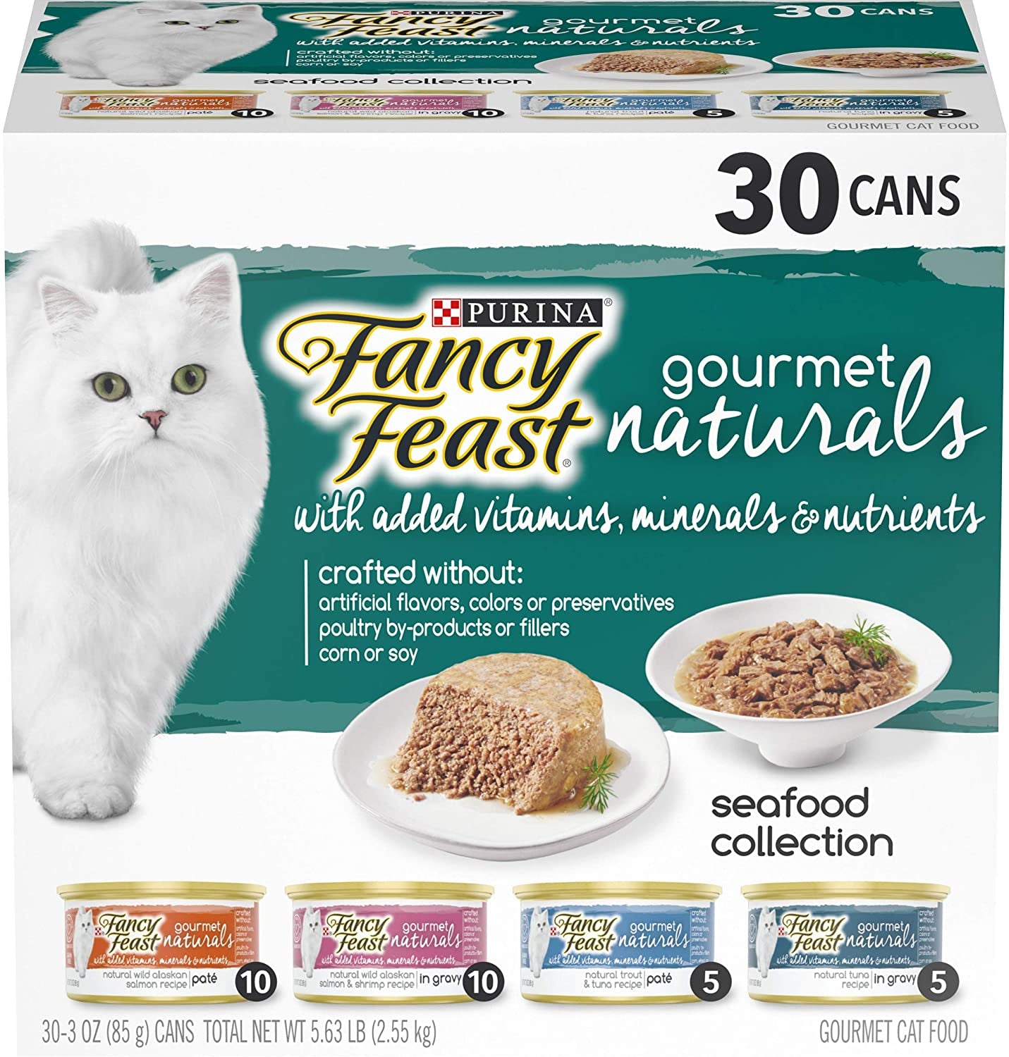 Poultry and Beef Feast Classic Pate Collection Grain Free Wet Cat Food Variety Pack - (Pack of 30) 3 Oz. Cans