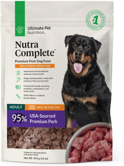 ULTIMATE PET NUTRITION Nutra Complete, 100% Freeze Dried Veterinarian Formulated Raw Dog Food with Antioxidants Prebiotics and Amino Acids