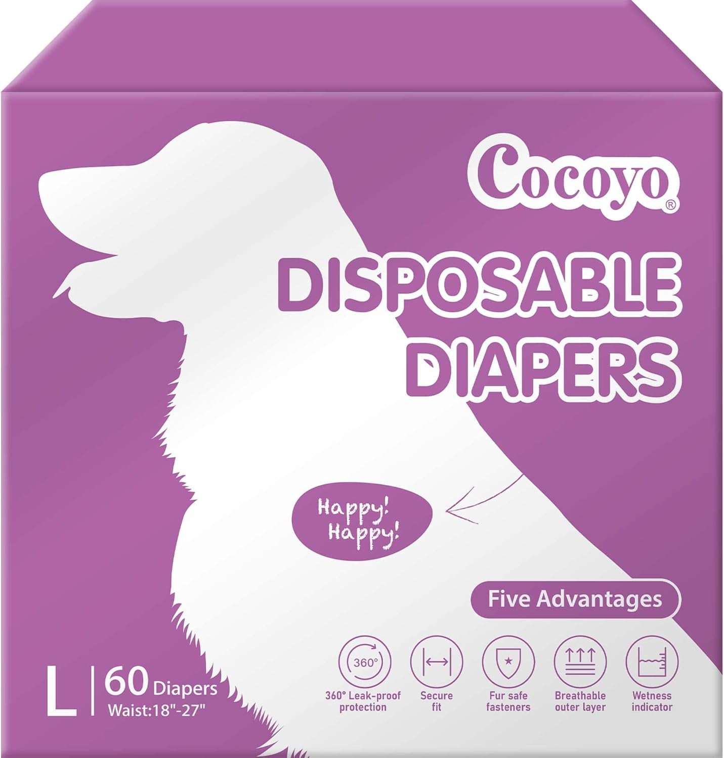 COCOYO Disposable Dog Diapers Female, Doggie Diapers Female,Puppy Diapers Female, Super Absorbent, Breathable, Wetness Indicator