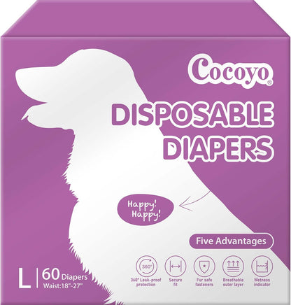 COCOYO Disposable Dog Diapers Female, Doggie Diapers Female,Puppy Diapers Female, Super Absorbent, Breathable, Wetness Indicator