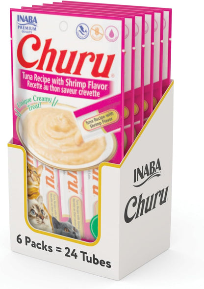 Churu Cat Treats, Grain-Free, Lickable, Squeezable Creamy Purée Cat Treat/Topper with Vitamin E & Taurine, 0.5 Ounces Each Tube, 50 Tubes, Tuna & Chicken Variety