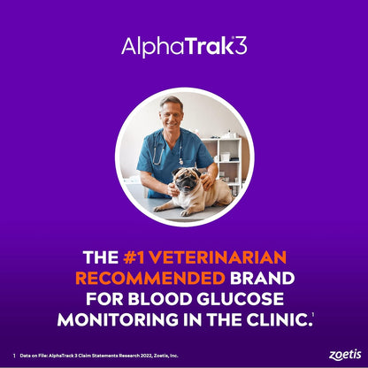 Alphatrak 3, 8 Piece Pet Blood Glucose Monitoring Kit for Diabetic Cats, Dogs, and Horses All-In-One Solution for In-Clinic or at Home, with Digital Results