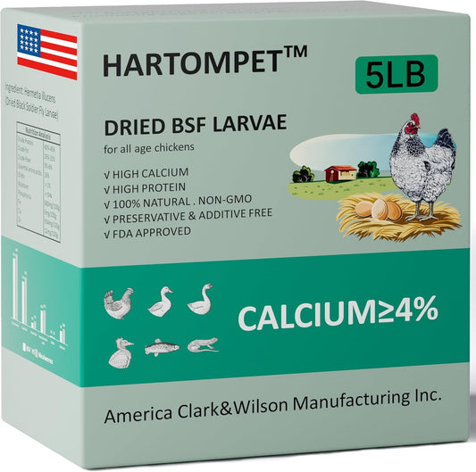 HARTOMPET Better than Dried Mealworms for Chickens - 85X Calcium than Mealworms - Non-Gmo Chicken Feed Additive - Black Soldier Fly Larvae Treats for Hens, Ducks, Wild Birds