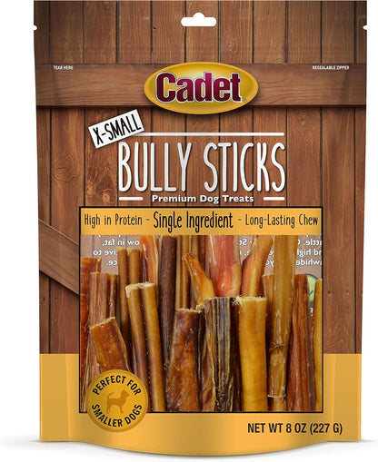 Cadet Bully Sticks for Small Dogs - All-Natural Beef Pizzle, High Protein, Low Fat, Long-Lasting, Grain & Rawhide-Free Dog Chews for Aggressive Chewers