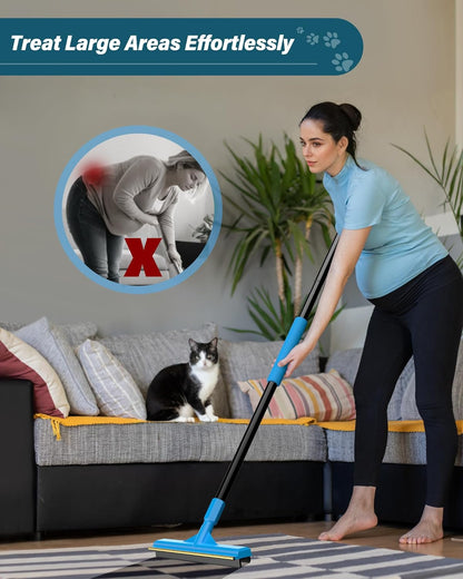 57''Pet Hair Removal Tool,Adjustable Long Handle Carpet Rake Cat Dog Hair Remover,Innovative Design Pet Hair Deep Carpet Cleaner Scraper for Fur Rug,Stairs,Couch& Hard-To-Reach Places