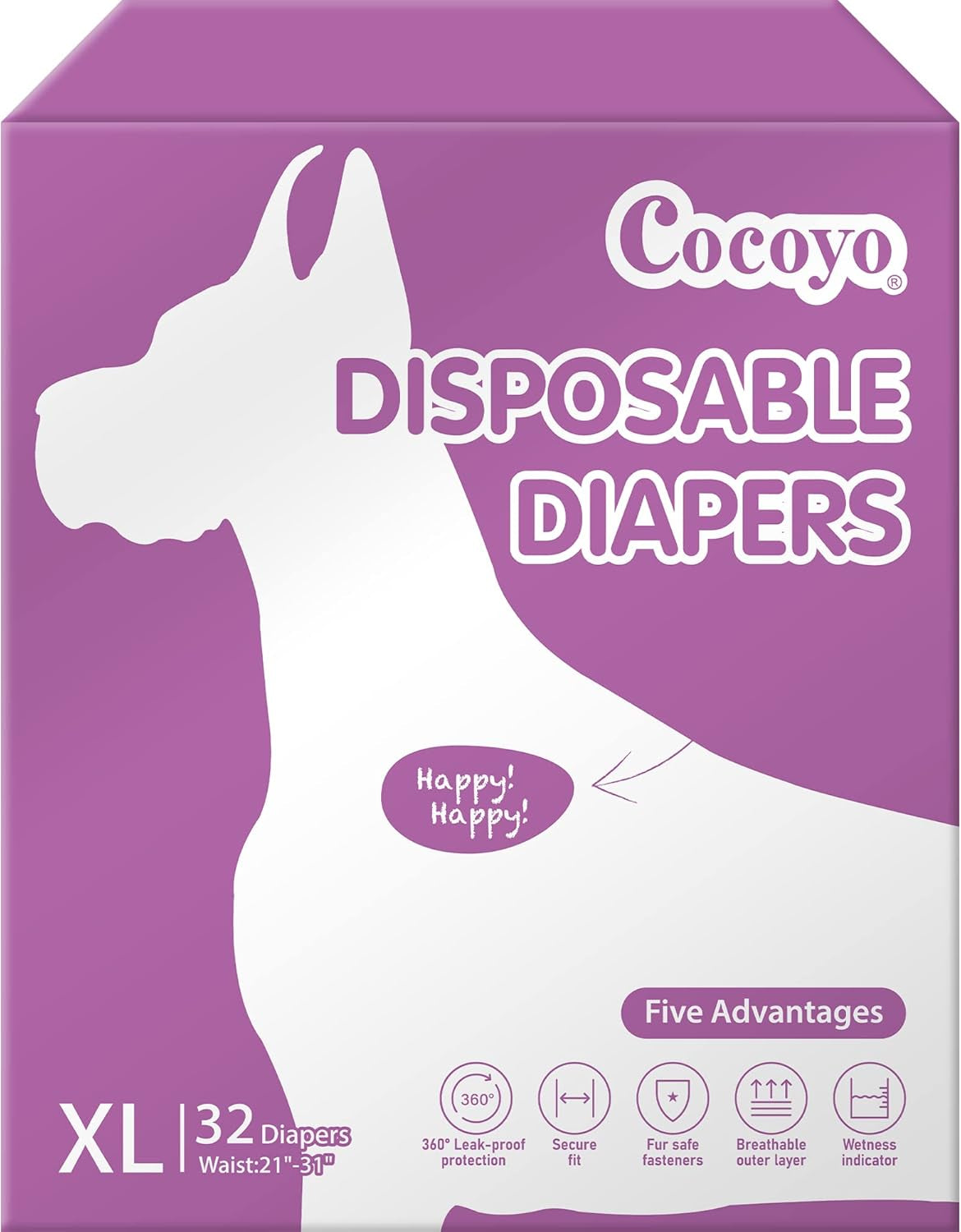 COCOYO Disposable Dog Diapers Female, Doggie Diapers Female,Puppy Diapers Female, Super Absorbent, Breathable, Wetness Indicator