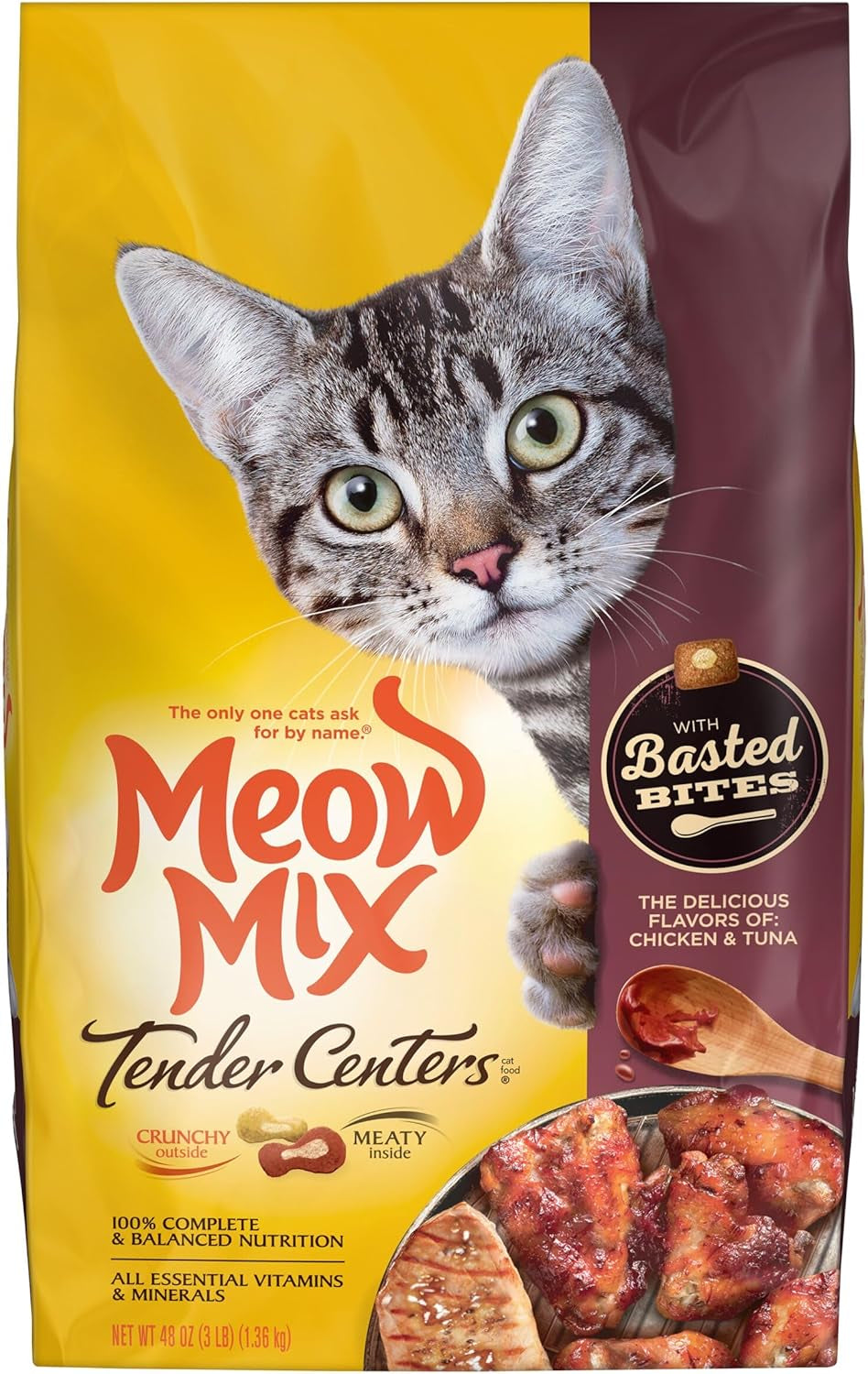 Meow Mix Tender Centers Basted Bites Dry Cat Food, Crunchy outside Meaty Inside