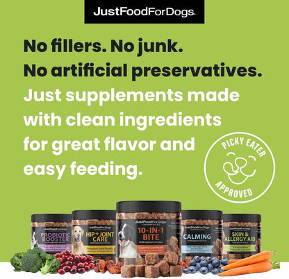 Justfoodfordogs Care Soft Chews Supplement for Dogs, Seasonal Allergies, Itchy Skin, Inflammation, Immune Support - 45 Count