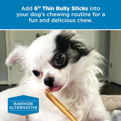 Best Bully Sticks All-Natural Thin Bully Sticks for Dogs - Easily Digestible, 100% Grass-Fed Beef, Grain and Rawhide Free