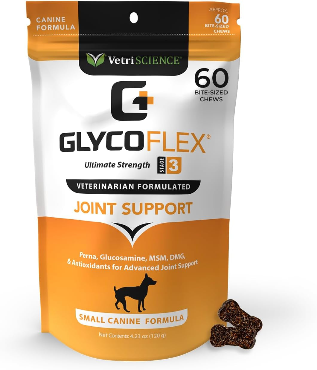 Vetriscience Glycoflex 3 Clinically Proven Hip and Joint Supplement for Dogs - Maximum Strength Dog Supplement with Glucosamine, MSM, Green Lipped Mussel & DMG