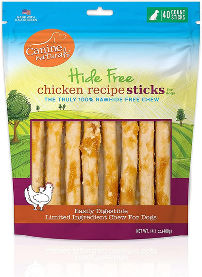 Canine Naturals Chicken Recipe Chew - Rawhide Free Dog Treats - Made from USA Raised Chicken - All-Natural and Easily Digestible