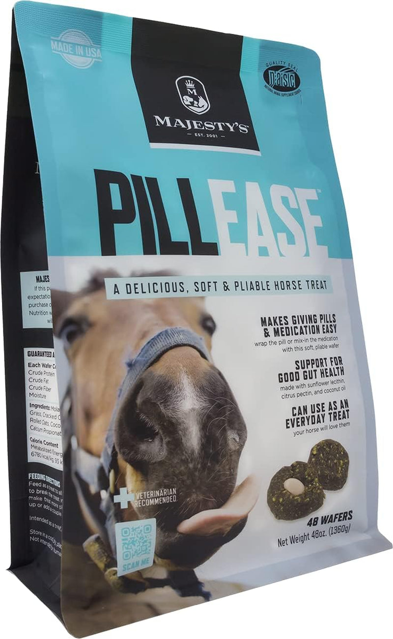 Majesty'S Pillease Horse Treats, a Delicious Soft and Pliable No Bake Cookie Horse Treat, Makes Giving Pills & Medication Easy, Made in the USA - 48 Wafers