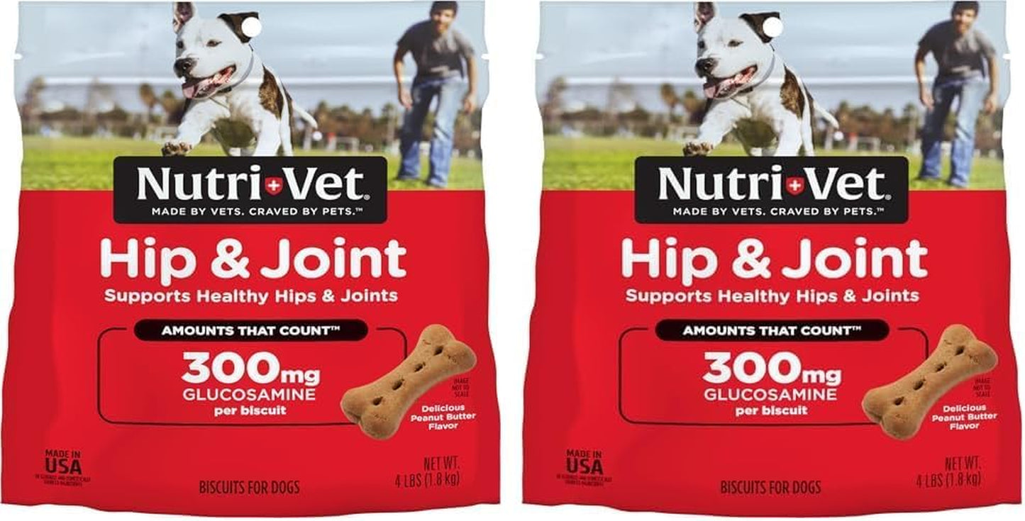 Nutri-Vet Hip & Joint Biscuits for Dogs - Tasty Dog Glucosamine Treat & Dog Joint Supplement - Large Sized Biscuit with Glucosamine