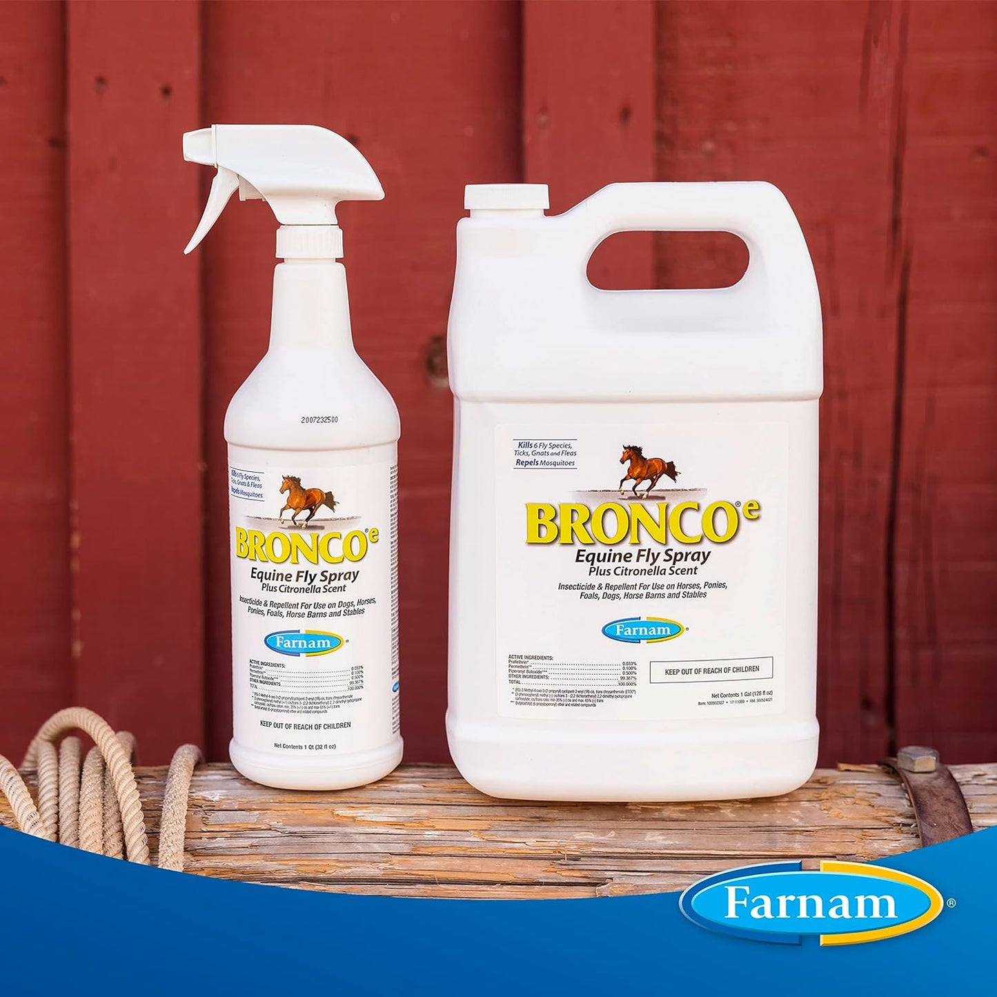 Broncoe Equine Fly Spray with Citronella Scent for Horses and Dogs, 128 Ounces, Gallon Refill