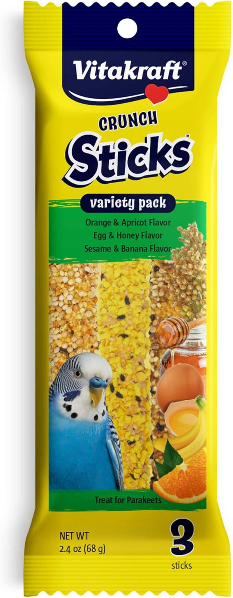 Vitakraft Parakeet Treat Sticks Variety (Orange, Egg & Honey, Sesame & Banana)