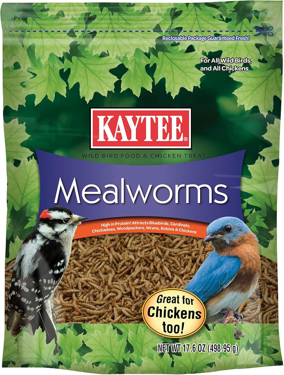 Kaytee Wild Bird Food Mealworms for Bluebirds, Wrens, Robins, Chickadees, Woodpeckers, Cardinals & Chickens