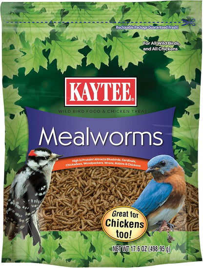 Kaytee Wild Bird Food Mealworms for Bluebirds, Wrens, Robins, Chickadees, Woodpeckers, Cardinals & Chickens