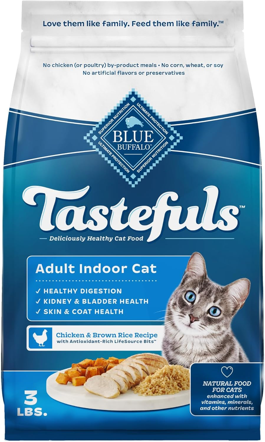 Blue Buffalo Tastefuls Natural Dry Food for Adult Indoor Cats, Salmon & Brown Rice Recipe