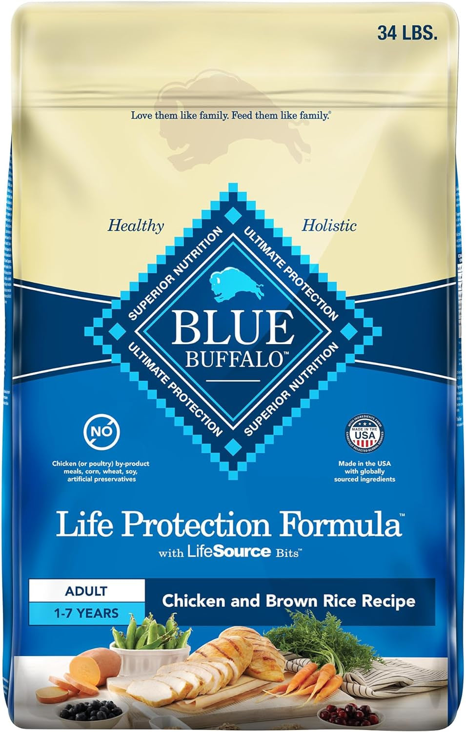 Life Protection Formula Adult Dry Dog Food, Helps Build and Maintain Strong Muscles, Made with Natural Ingredients, Chicken & Brown Rice Recipe, 30-Lb. Bag