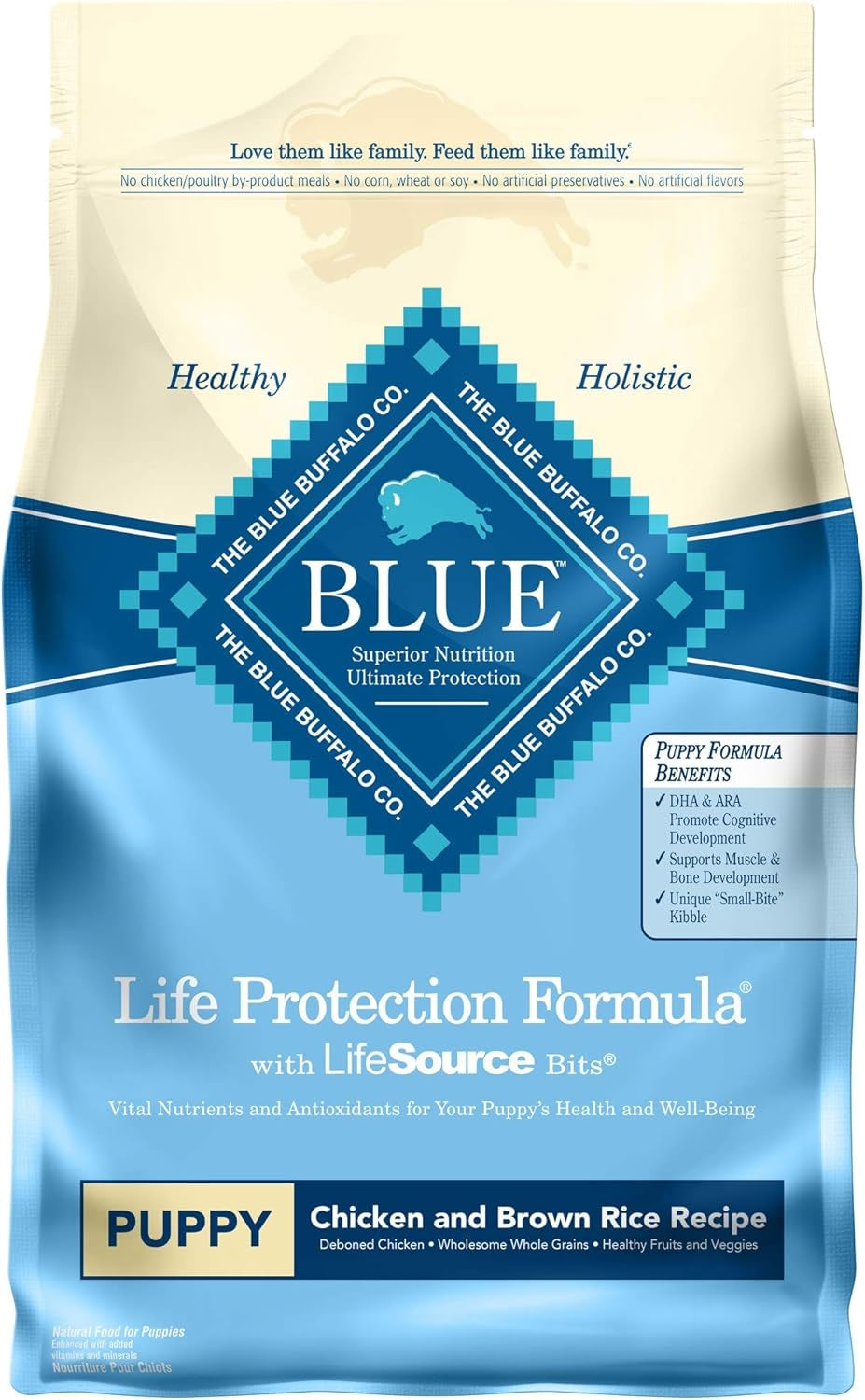 Blue Buffalo Dog Food for Puppies, Life Protection Formula, Natural Chicken & Brown Rice Flavor, Puppy Dry Dog Food