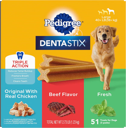 PEDIGREE DENTASTIX Large Dog Dental Care Treats Original, Beef & Fresh Variety Pack