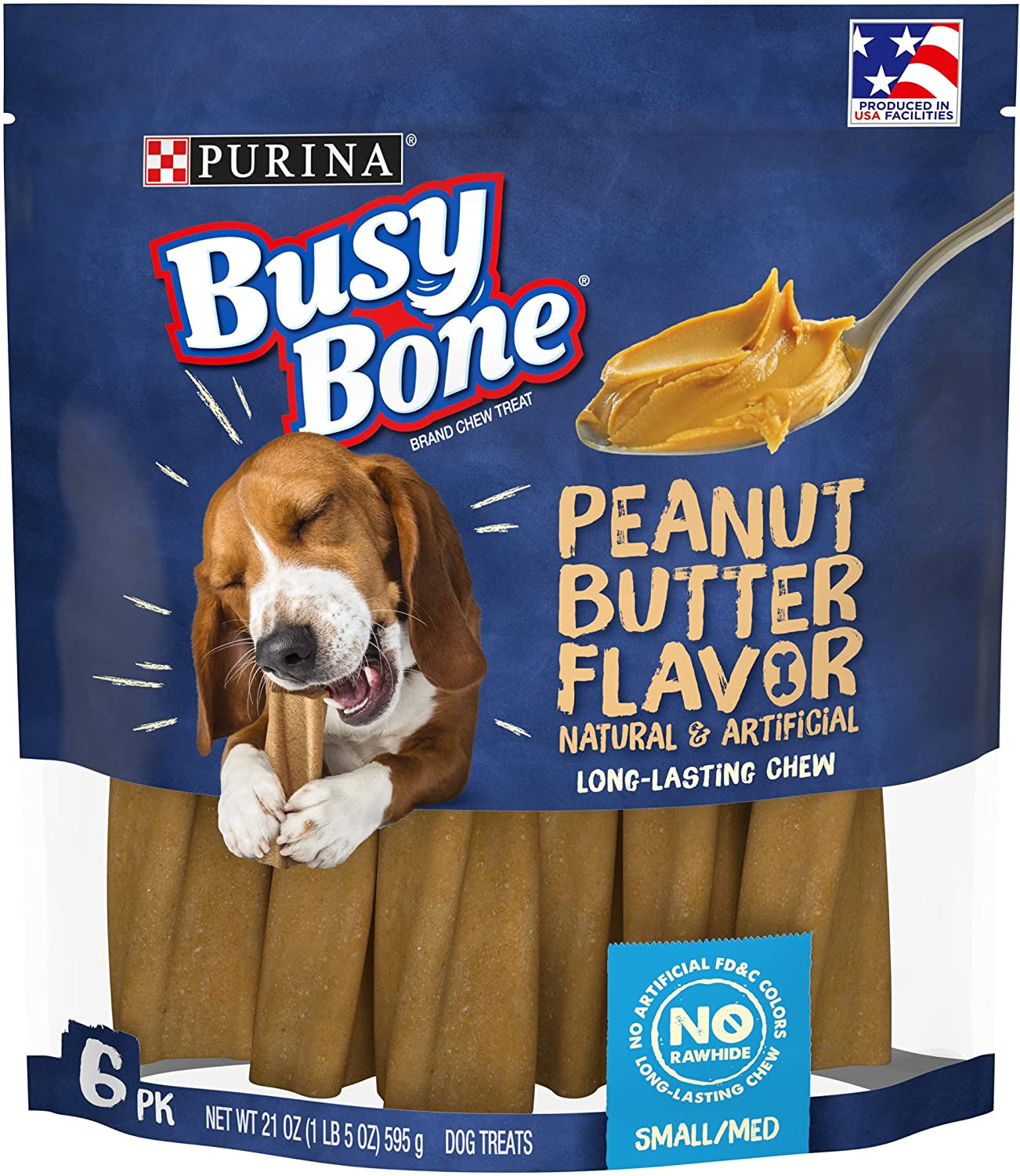 Purina Busy Bone Made in USA Facilities, Long Lasting Small/Medium Breed Adult Dog Chews, Peanut Butter Flavor