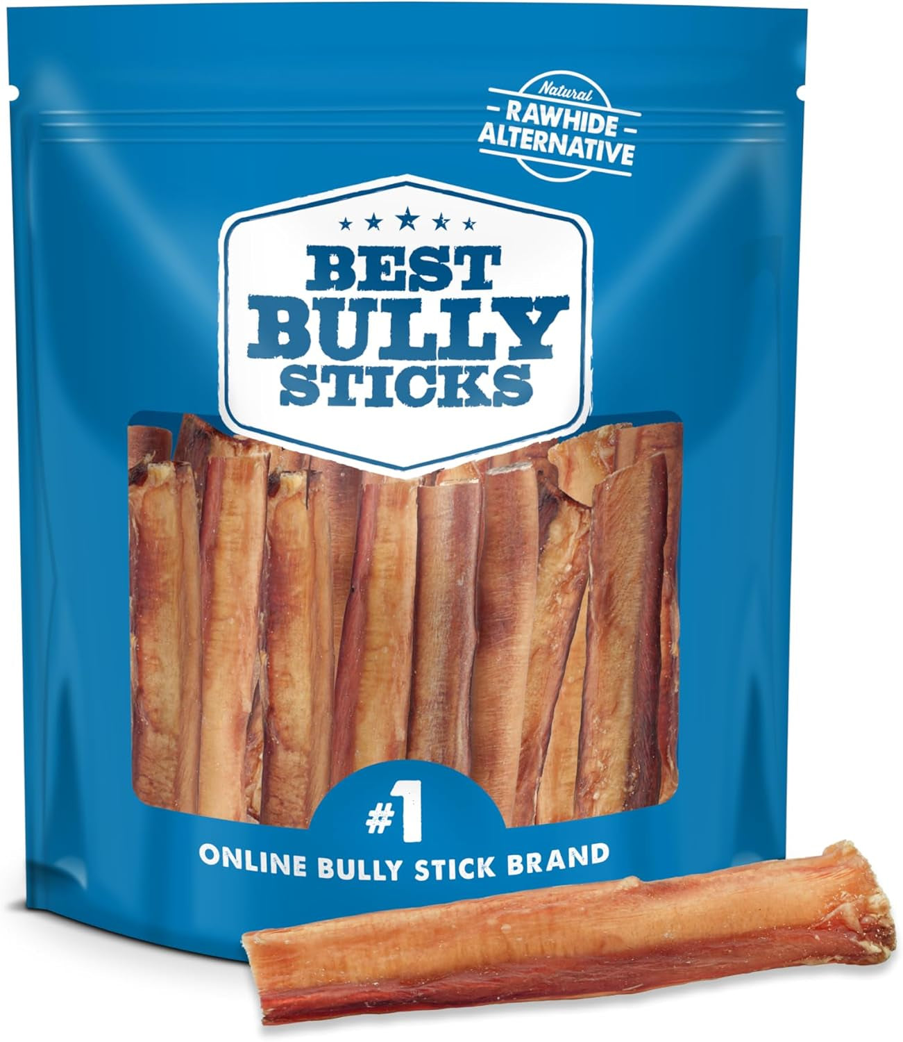 Best Bully Sticks All Natural Thick Bully Sticks for Large Dogs - 100% Free-Range Grass-Fed Beef - Single-Ingredient Grain & Rawhide Free Dog Chews