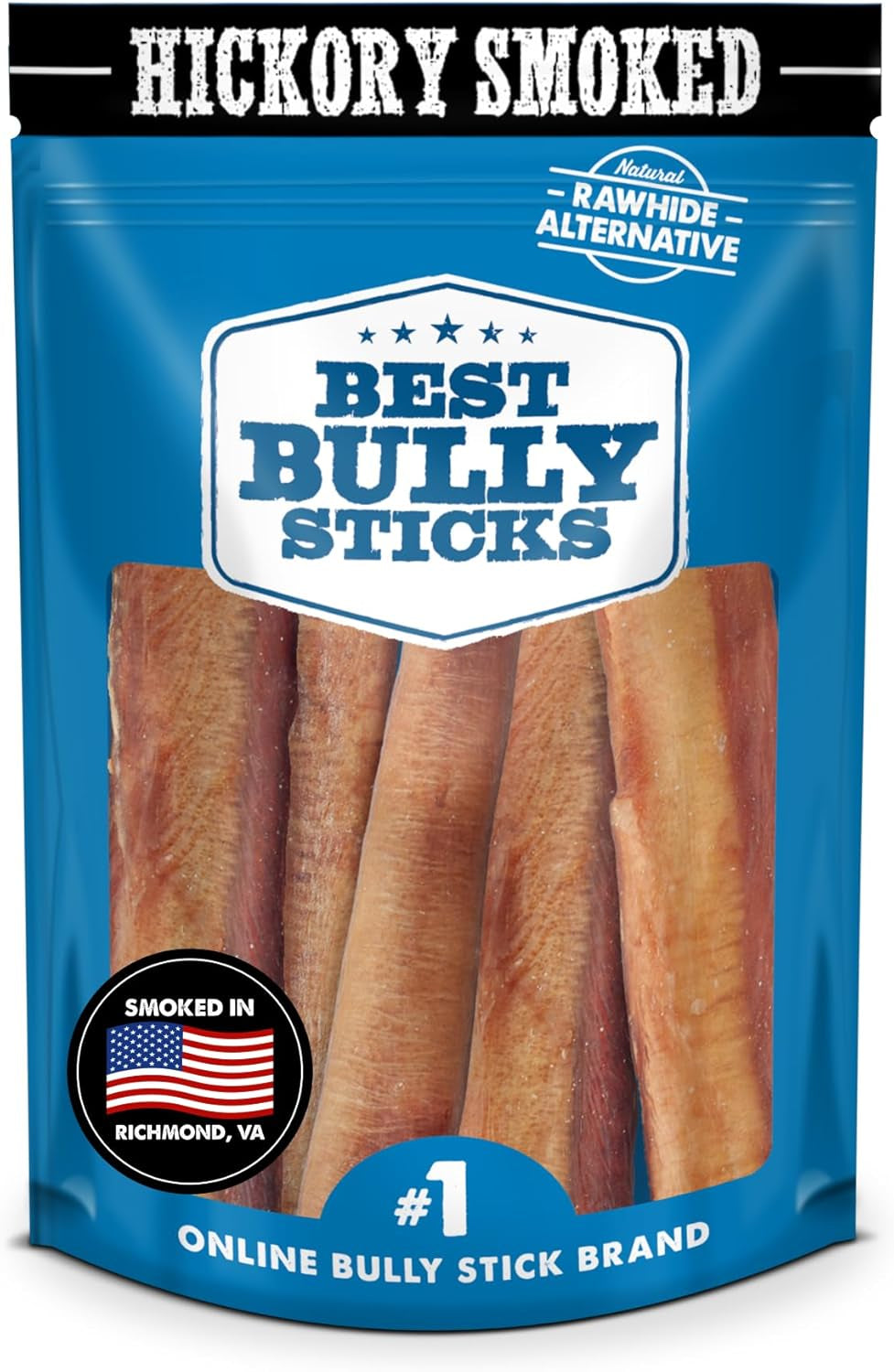 Best Bully Sticks All Natural Thick Bully Sticks for Large Dogs - 100% Free-Range Grass-Fed Beef - Single-Ingredient Grain & Rawhide Free Dog Chews