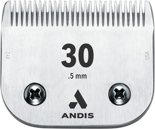 Andis 64075 Ultra Edge Dog Clipper Blade - Constructed of Carbonized Steel, Exclusive Hardening Process with Long-Lasting Sharp Edges, 1/50-Inch Cut Length - for Larger Animals, Size-30, Chrome