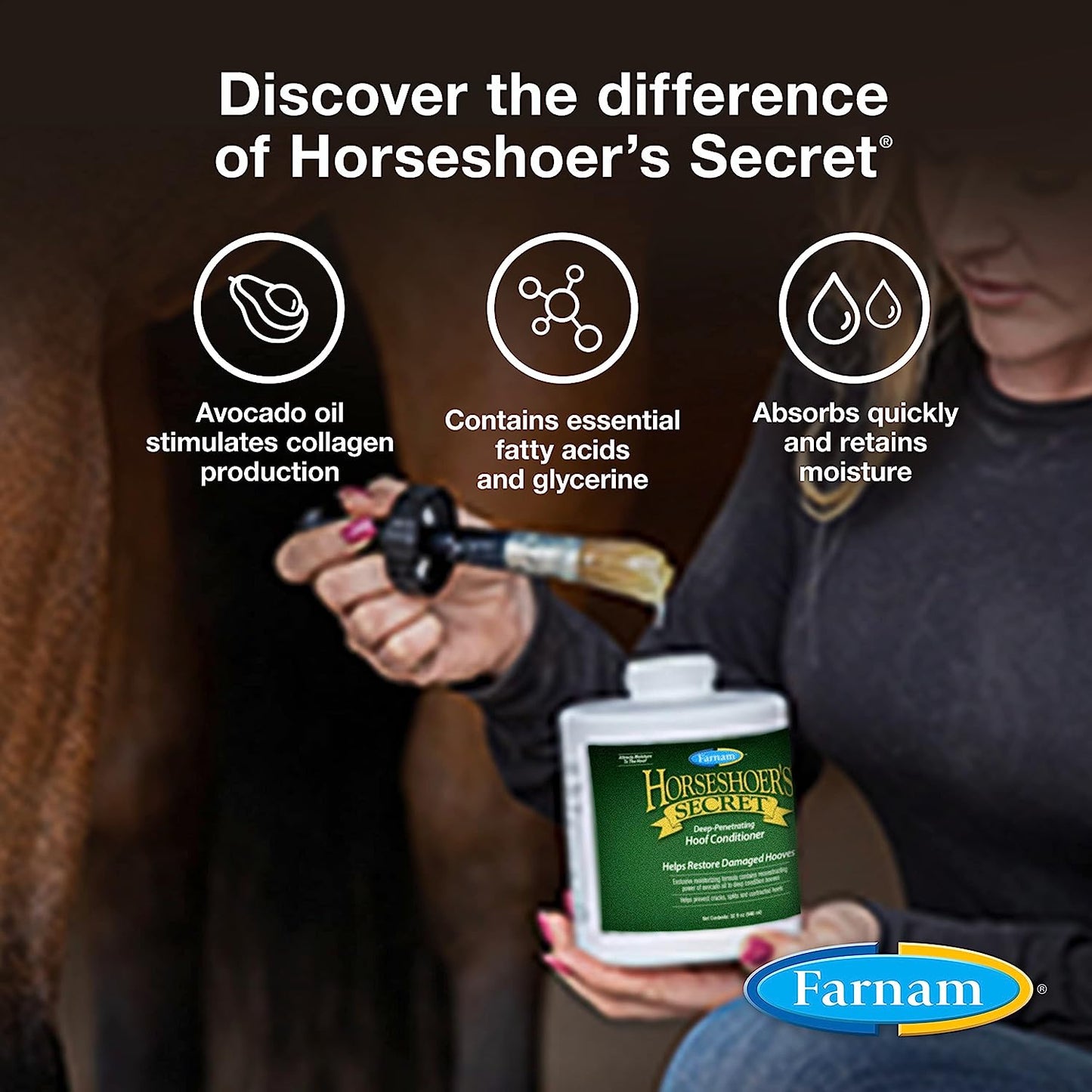 Horseshoer'S Secret Deep-Penetrating Hoof Oil for Horses, Conditions Dry Hooves and Prevents Cracks, Splits and Contracted Heels, Contains Avocado Oil, 32 Oz.