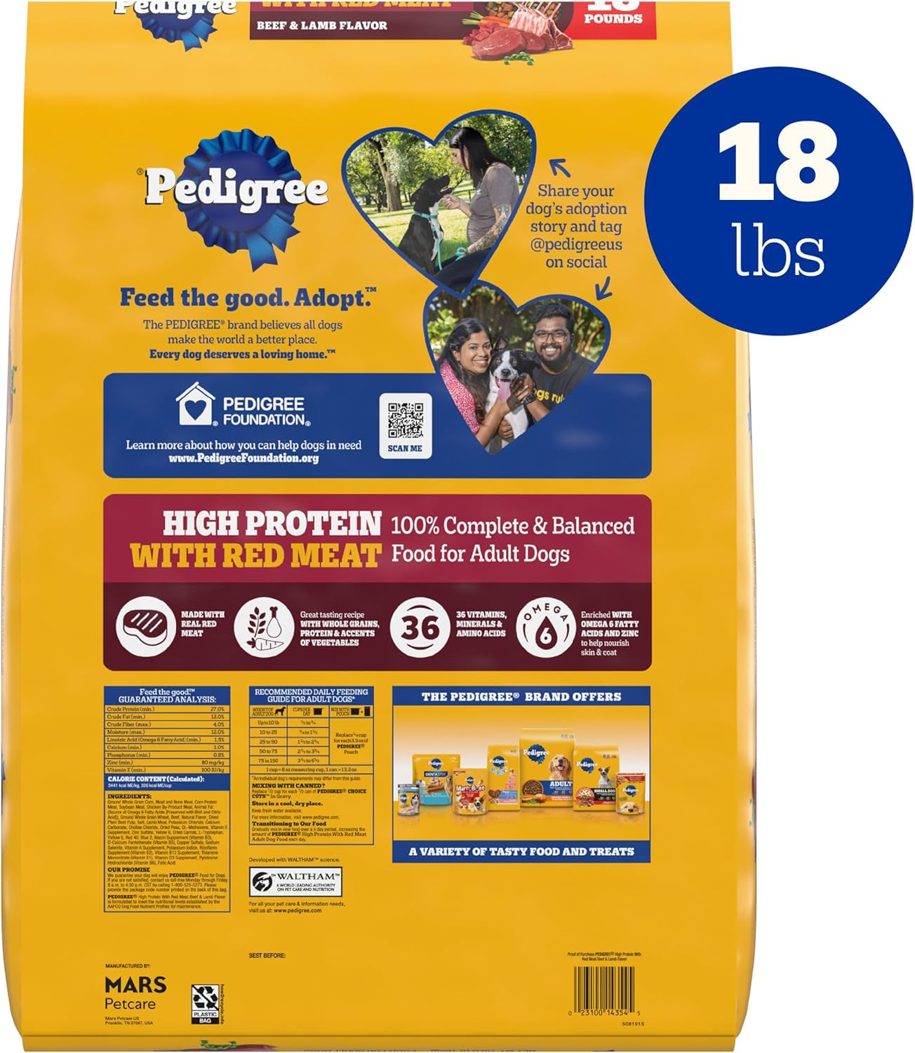 Pedigree High Protein Adult Dry Dog Food, Beef and Lamb Flavor