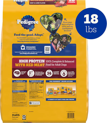 Pedigree High Protein Adult Dry Dog Food, Beef and Lamb Flavor