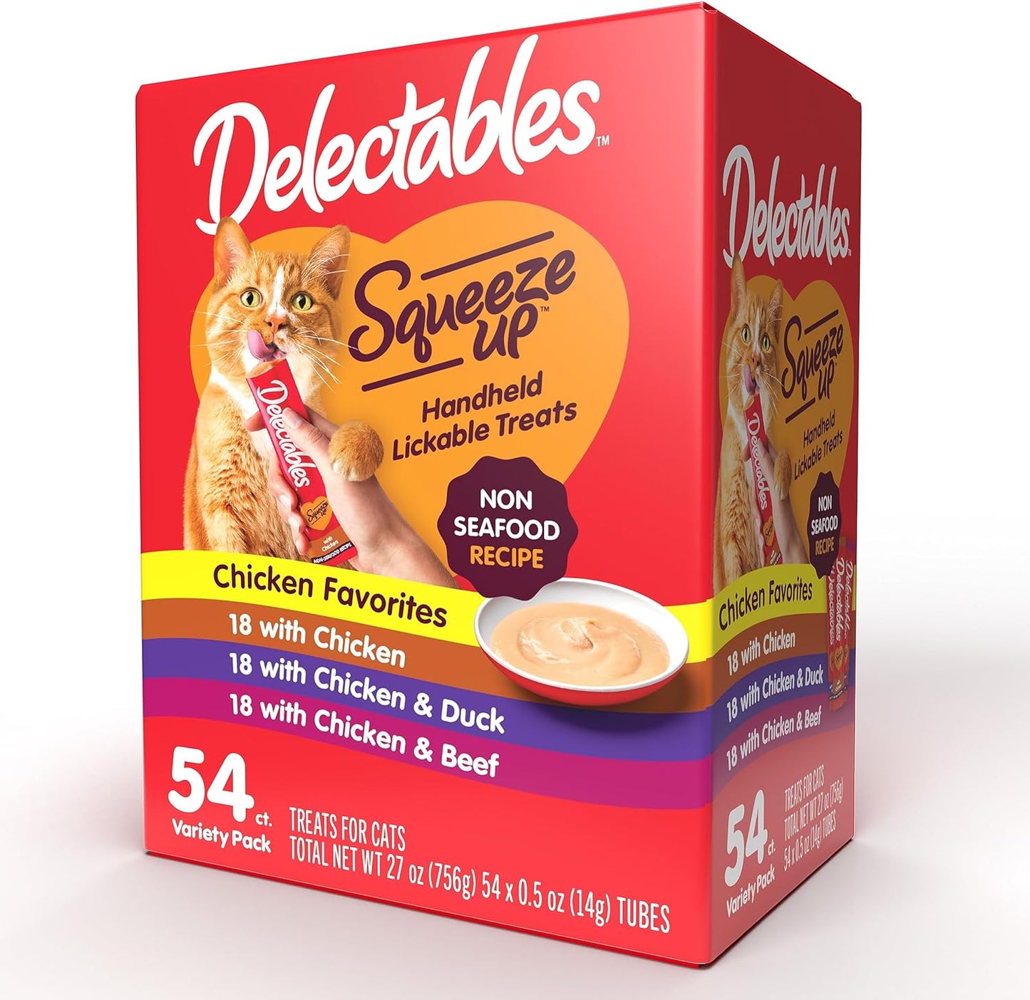 Delectables Squeeze up Interactive Lickable Wet Cat Treats for Adult & Senior Cats, Tuna & Shrimp, 24 Count, 12 Ounces