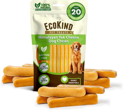 Ecokind Premium Gold Yak Cheese Himalayan Dog Chews, Dog Treats Large Breed, All Natural, High Protein, for Aggressive Chewers