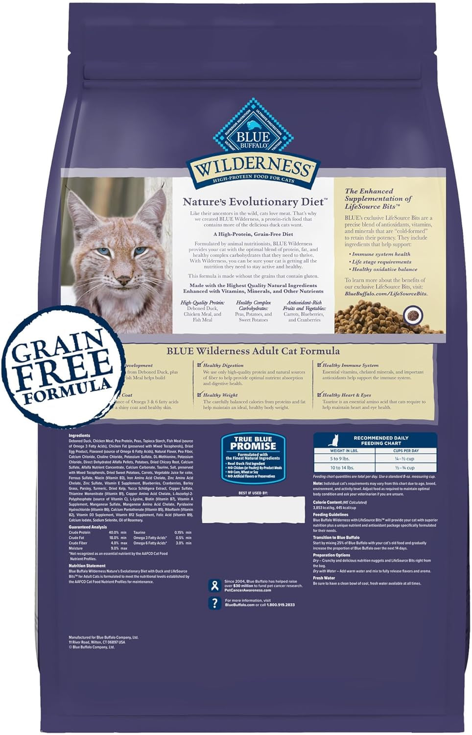 Blue Buffalo Wilderness Nature's Evolutionary Diet High-Protein, Grain-Free Natural Dry Food for Adult Cats, Chicken