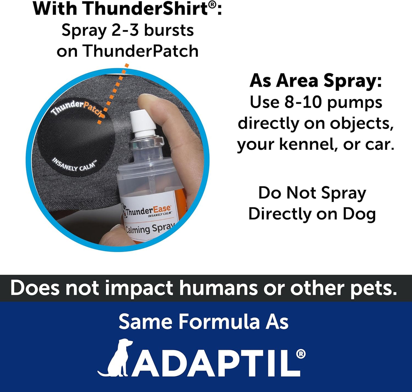 Thunderease Dog Calming Pheromone Spray, Powered by ADAPTIL, Reduce Anxiety during Travel, Vet Visits and Boarding