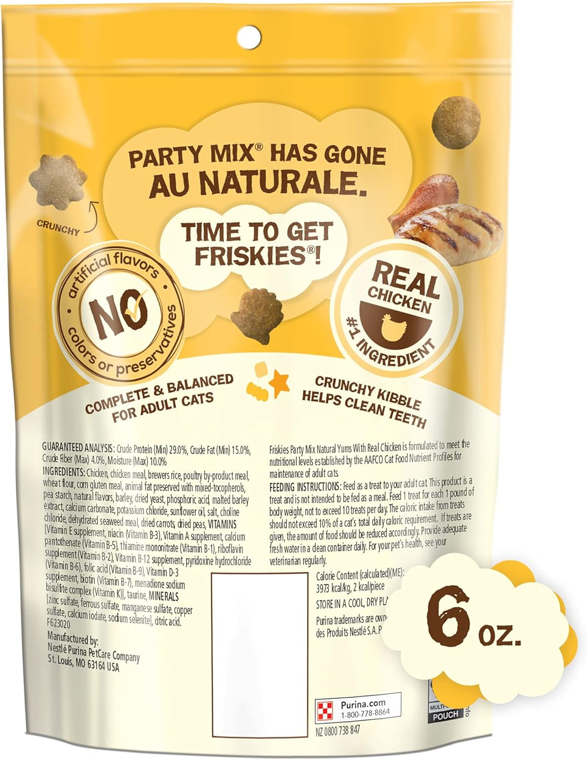 Purina Friskies Natural Cat Treats, Party Mix Natural Yums, Minerals & Nutrients - (Pack of 6)