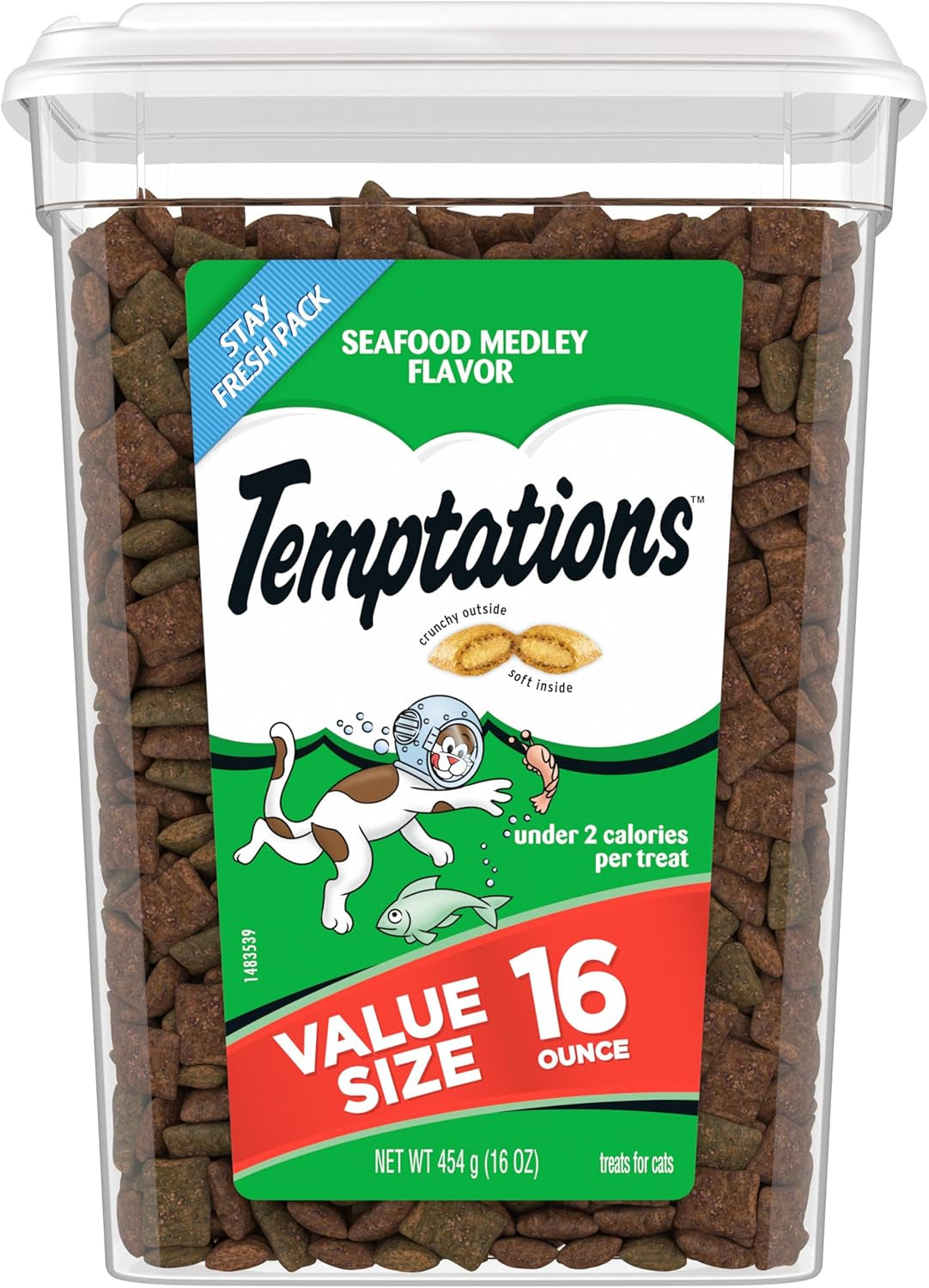 Classic Crunchy and Soft Cat Treats, SEAFOOD MEDLEY, Multiple Sizes