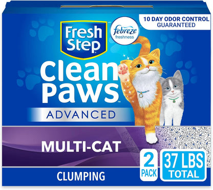 Fresh Step Advanced Multi-Cat Clumping Litter with Febreze Freshness, Fresh Step Clumping Cat Litter Extra Strength Formula with Guaranteed Odor Control