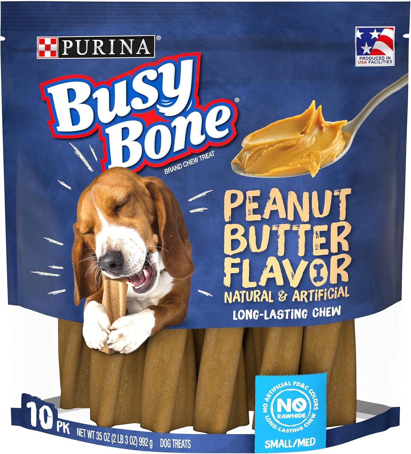 Purina Busy Bone Made in USA Facilities, Long Lasting Small/Medium Breed Adult Dog Chews, Peanut Butter Flavor