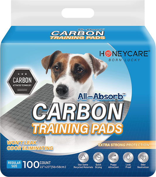 HONEY CARE All-Absorb Puppy Training Pads | Doggie Potty Pads Absorb Eliminating Urine Odor, Ultra Charcoal Dog Pee Pad