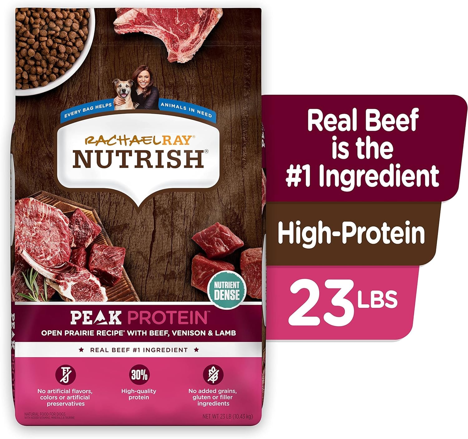 Rachael Ray Nutrish PEAK Natural Dry Dog Food, Open Prairie Recipe with Beef, Venison & Lamb, Grain Free (Packaging May Vary)