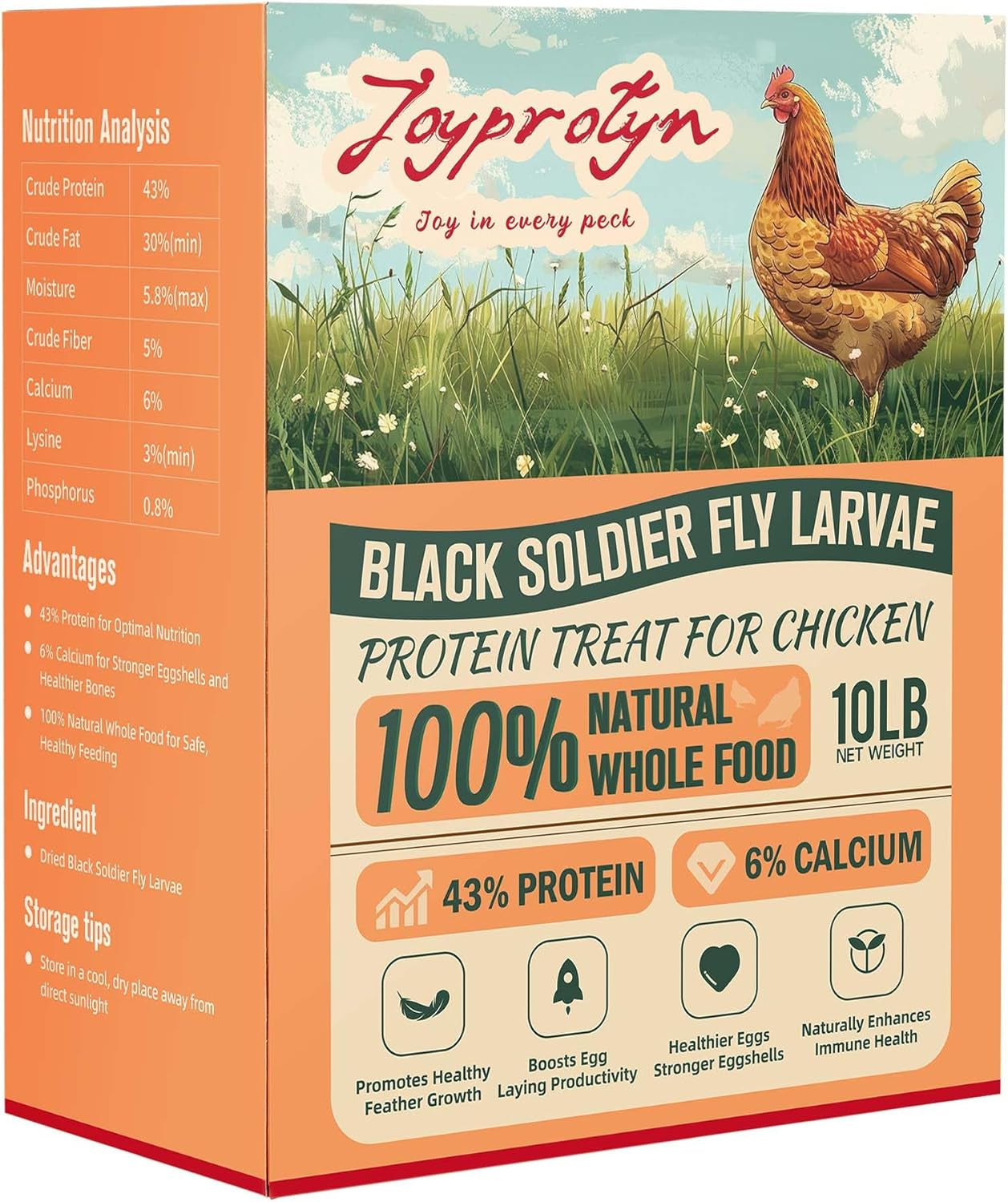 Dried Black Soldier Fly Larvae for Chicken - 85X More Calcium Grubs than Mealworms for Strong Eggshells & Healthy Growth - High Proteinfor Chickens, Birds, Ducks, Geese & Pets