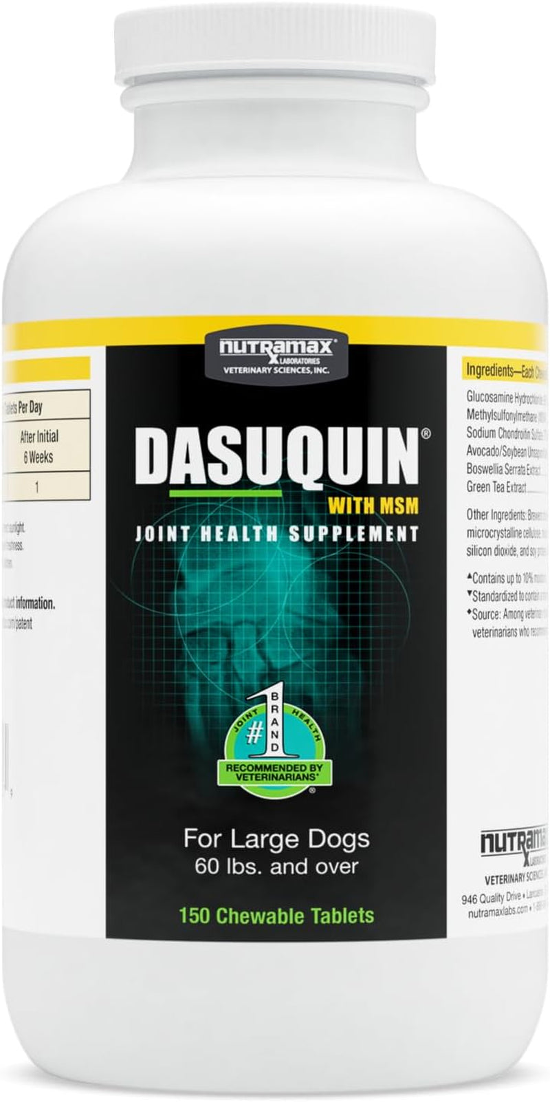 Nutramax Laboratories Dasuquin with MSM Joint Health Supplement for Large Dogs - with Glucosamine, MSM, Chondroitin, ASU, Boswellia Serrata Extract, and Green Tea Extract