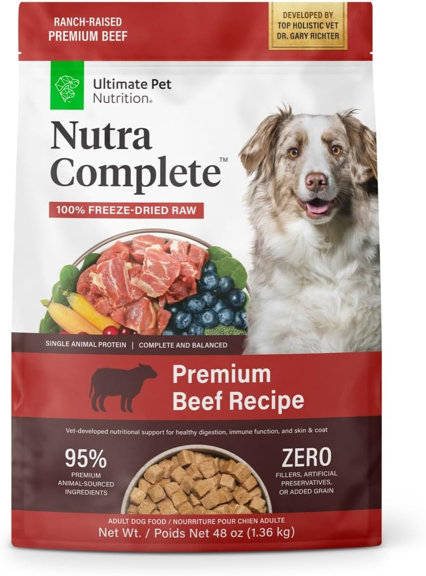 ULTIMATE PET NUTRITION Nutra Complete, 100% Freeze Dried Veterinarian Formulated Raw Dog Food with Antioxidants Prebiotics and Amino Acids