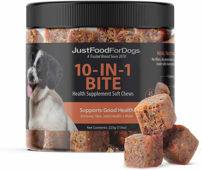 Justfoodfordogs Care Soft Chews Supplement for Dogs, Seasonal Allergies, Itchy Skin, Inflammation, Immune Support - 45 Count