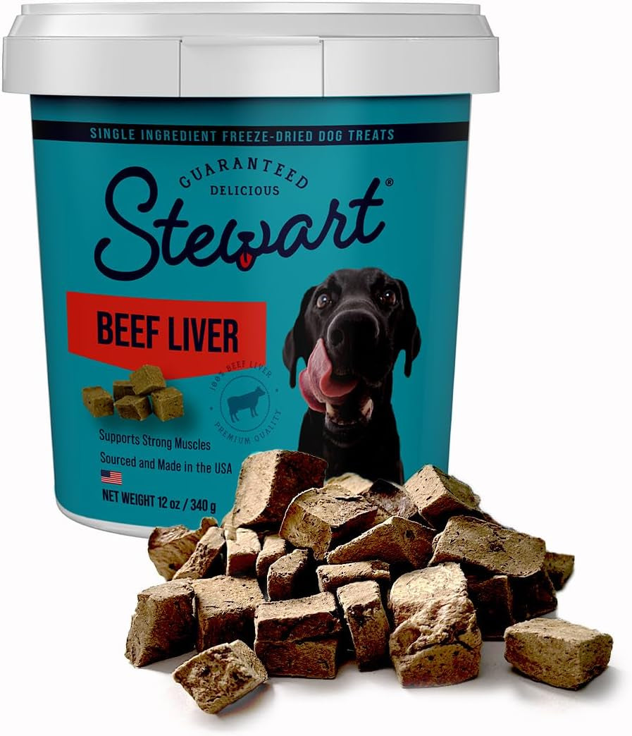 Stewart Single Ingredient Freeze Dried Raw Dog Treats, 21 Ounce Resealable Tub, Training Treats or Meal Topper Dogs, High Protein, Grain Free, Gluten Free