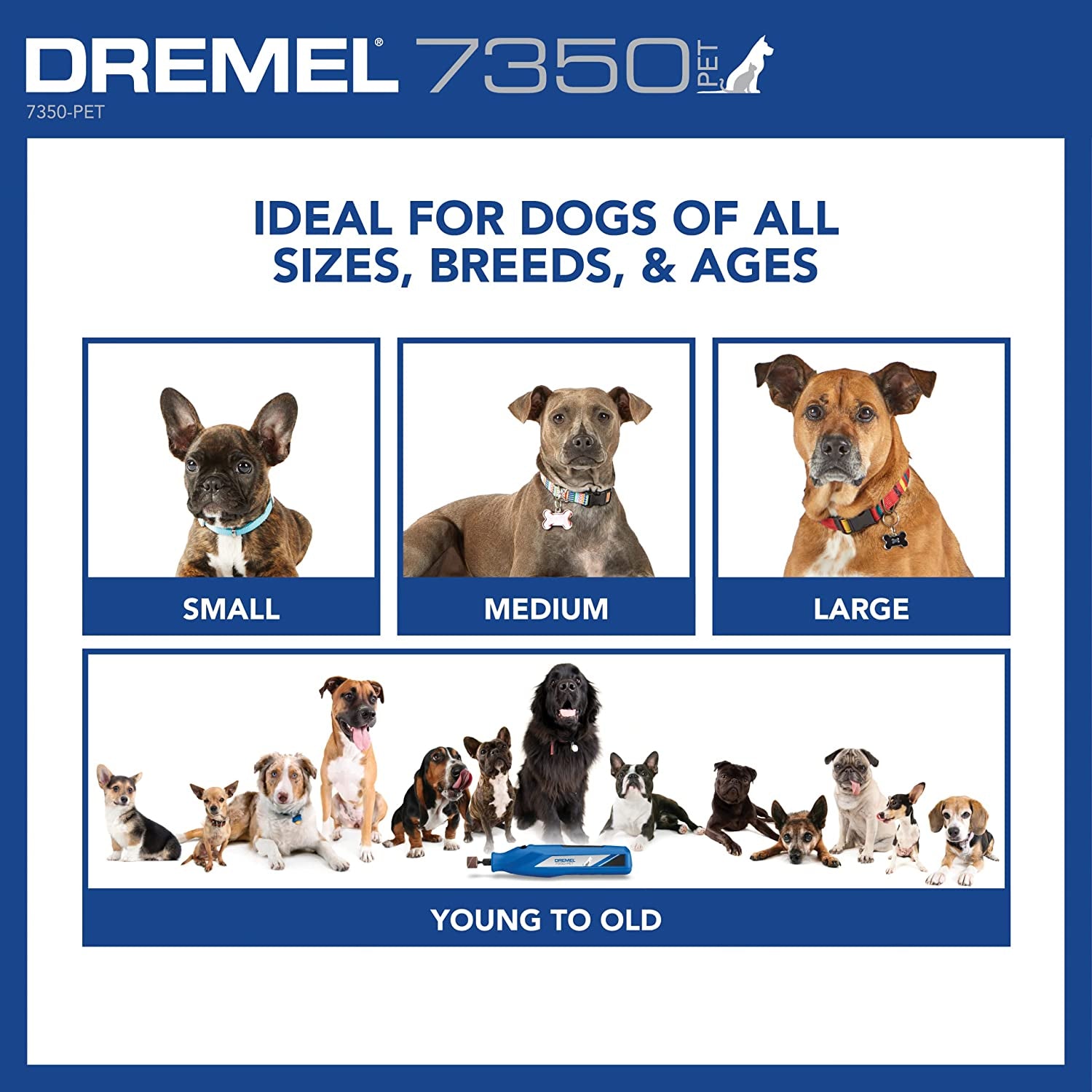 Dremel 7350-PET 4V Pet & Dog Nail Grinder, Easy-To-Use & Safe Nail Trimmer, Professional Pet Grooming Kit - Works on Large, Medium, Small Dogs & Cats