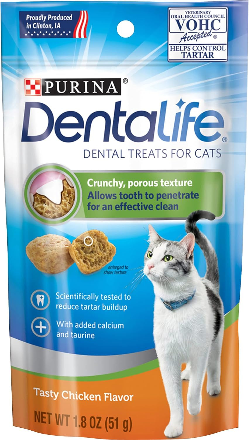 Purina Dentalife Made in USA Facilities Cat Dental Treats, Tasty Chicken Flavor